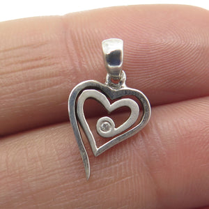JEWELRY CONCEPTS Sterling Silver Real Diamond Spiral Heart Minimalist Pendant