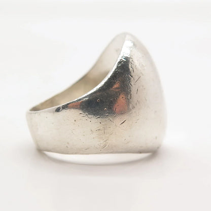 925 Sterling Silver Vintage Spain Modernist Wide Ring Size 9.25