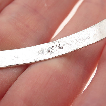 Beau 925 Sterling Silver Antique Art Deco Floral Oxidized Bangle Bracelet 8"