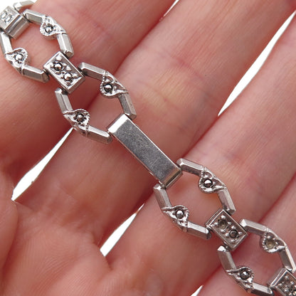925 Sterling Antique Art Deco Real Marcasite Bracelet 7.25" (missing stones)