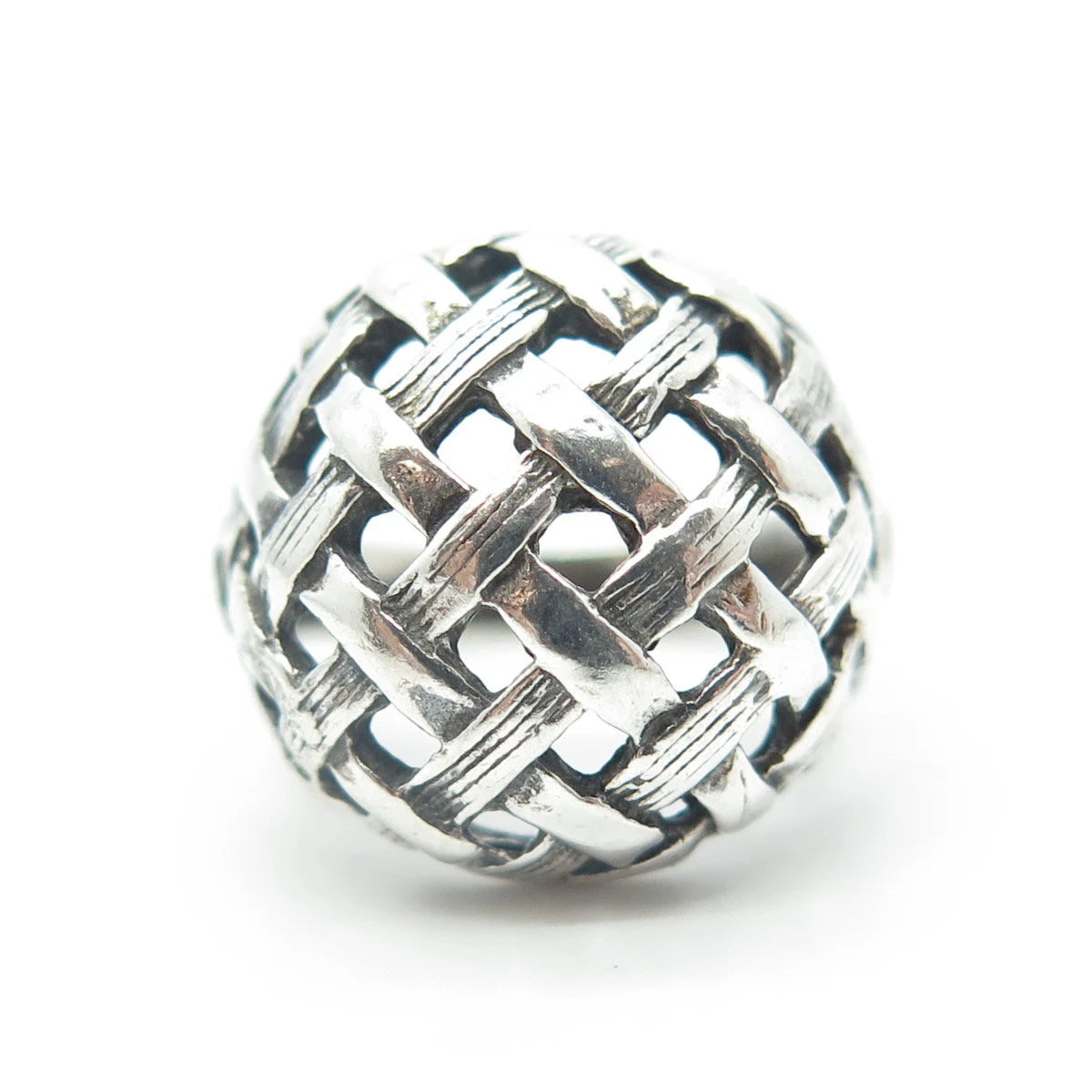 925 Sterling Silver Vintage Wicker Dome Ring Size 5.5