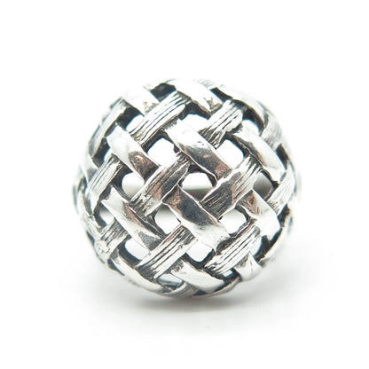 925 Sterling Silver Vintage Wicker Dome Ring Size 5.5