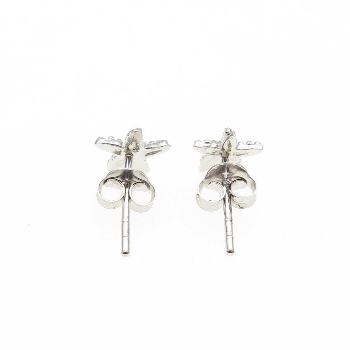 925 Sterling Silver Granulated Starfish Stud Earrings