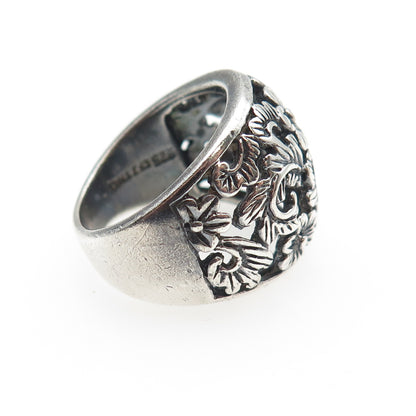 CFJ Collins Fine 925 Sterling Silver Vintage Flower Oxidized Ring Size 6.75