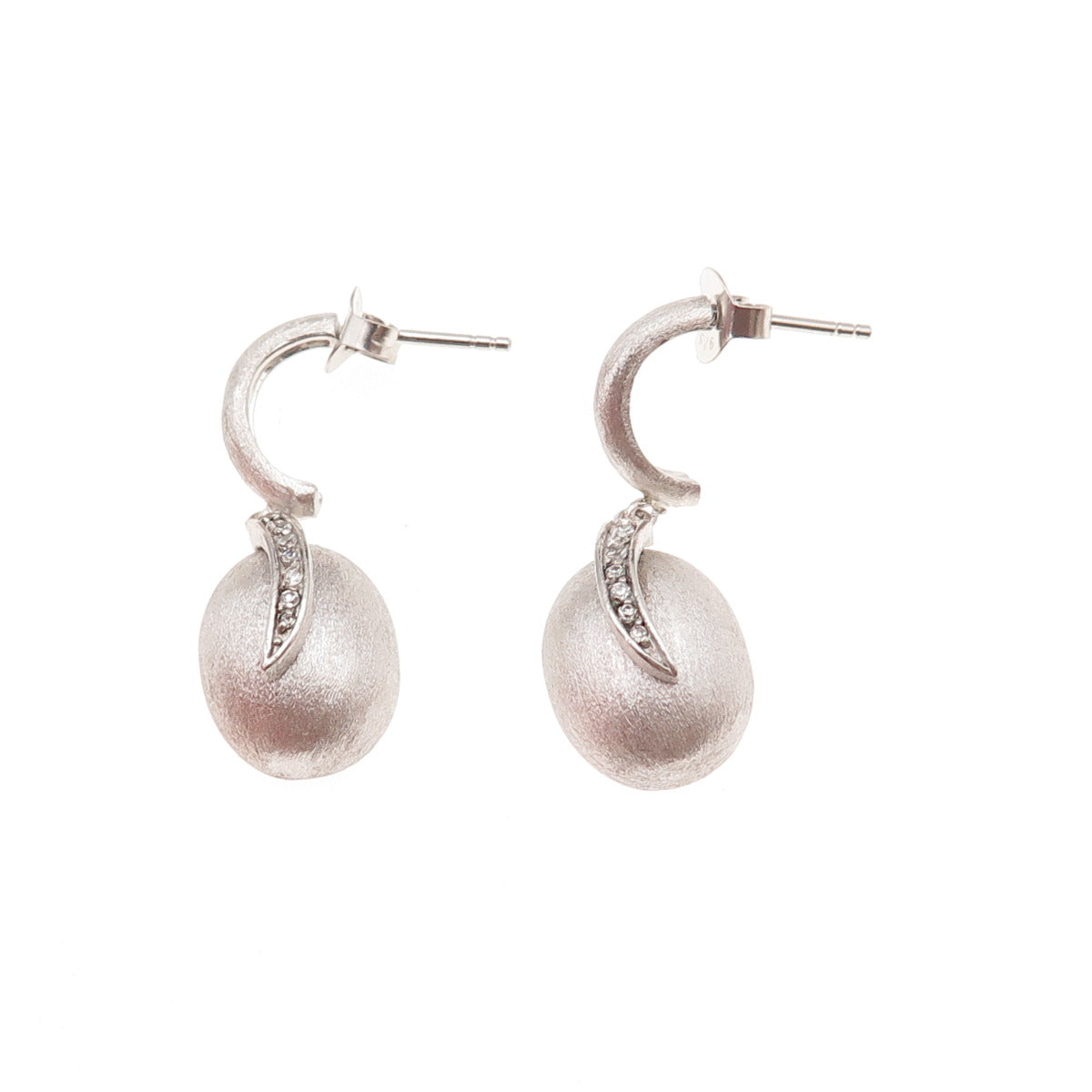 925 Sterling Silver Round-Cut C Z Berry Dangle Earrings