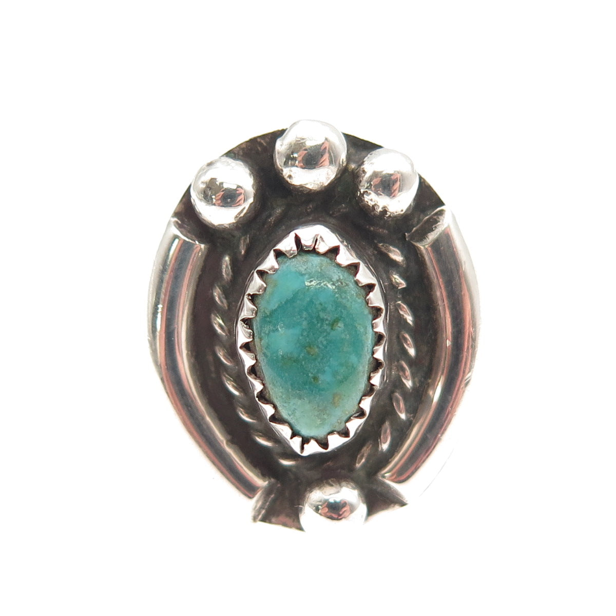 Old Pawn Sterling Silver Vintage Southwestern Kingman Turquoise Ring Size 4.5