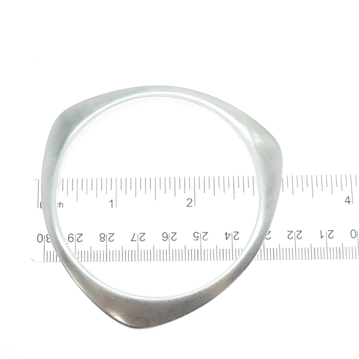 925 Sterling Silver Vintage Mexico Modernist Triangle Bangle Bracelet 8"