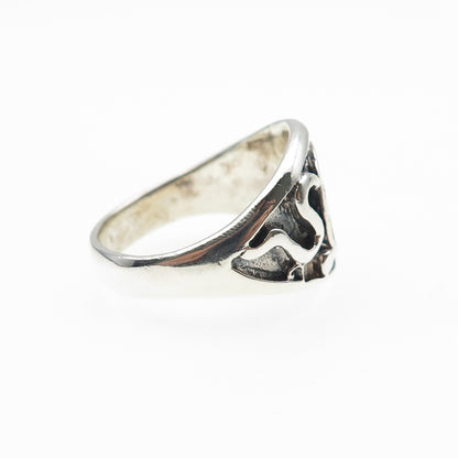 925 Sterling Silver Vintage Pentagram Oxidized Biker Ring Size 9