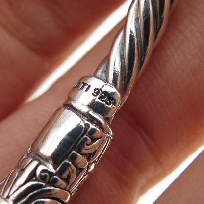 ANNIKA WITT 925 Sterling Silver 14K Gold Vintage Floral Cuff Bracelet 6.25"