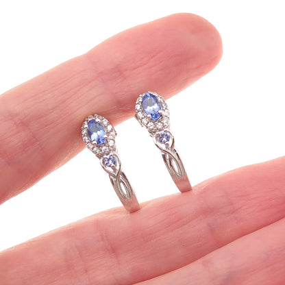 Chuck Clemency 925 Sterling Silver Real Tanzanite & White Topaz Claw Earrings