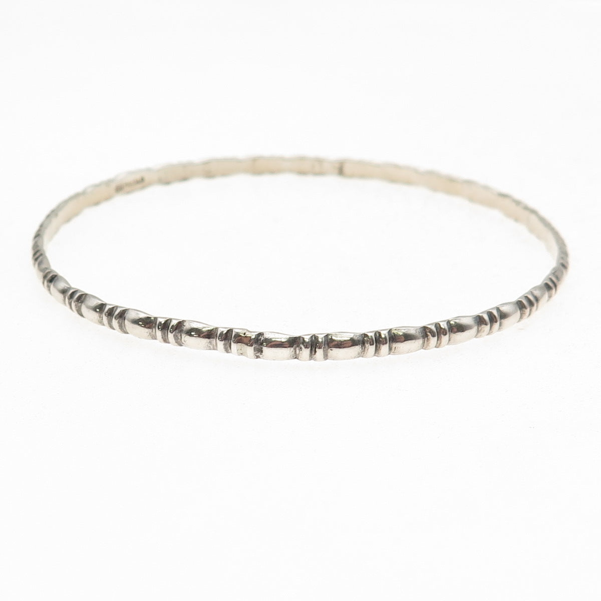 925 Sterling Silver Antique Art Deco Stackable Oxidized Bangle Bracelet 8.25"