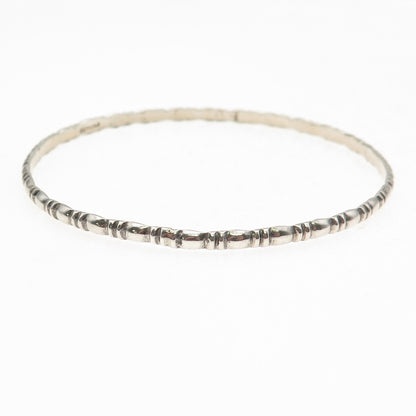 925 Sterling Silver Antique Art Deco Stackable Oxidized Bangle Bracelet 8.25"