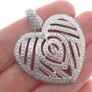 ROSS SIMONS 925 Sterling Silver Real Diamond Accent Cutout Heart Pendant