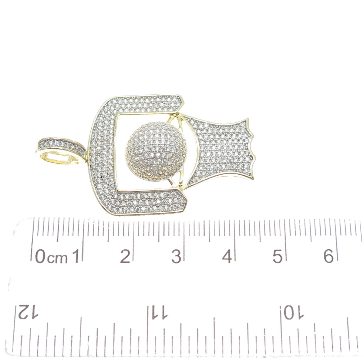 925 Sterling Silver Gold Plated C Z Basketball Hoop Sparkle Pendant