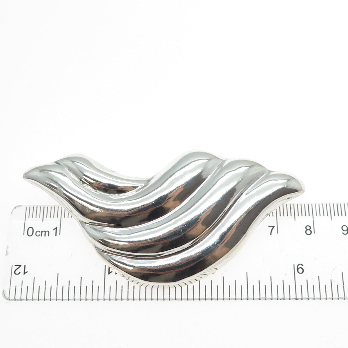 925 Sterling Silver Vintage Mexico Modernist Oxidized Pin Brooch / Pendant