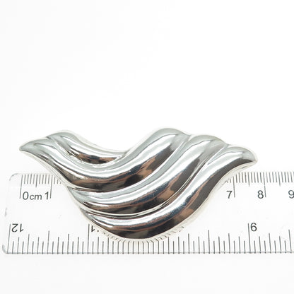 925 Sterling Silver Vintage Mexico Modernist Oxidized Pin Brooch / Pendant