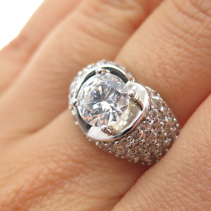 MEDA 925 Sterling Silver Round-Cut C Z Heart Ring Size 7