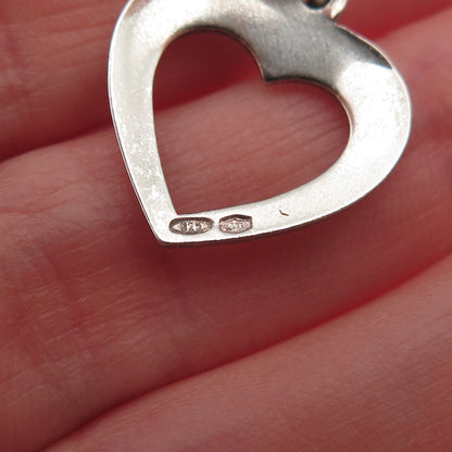 925 Sterling Silver Vintage Italy Open Heart Mini Charm Pendant
