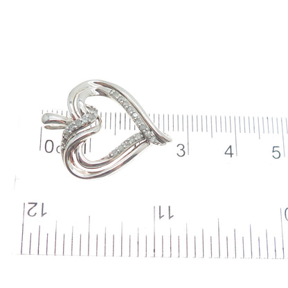 RICHLINE 925 Sterling Silver Real Round-Cut Diamond Heart Charm Pendant