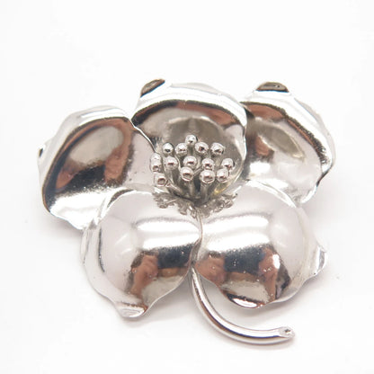 835 Silver Vintage Floral Pin Brooch