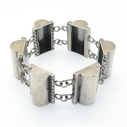 MWS Mark Wasserman Samara 925 Sterling Vintage Modernist Oxidized Bracelet 6.75"
