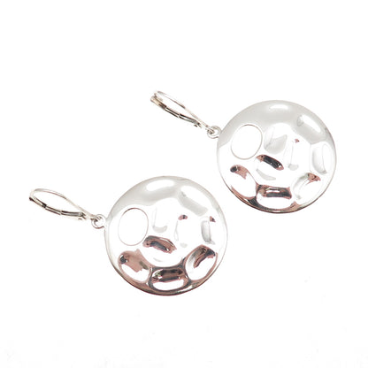 925 Sterling Silver Vintage Modernist Disc Dangle Earrings