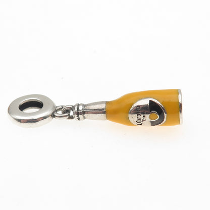 925 Sterling Silver Enamel Corona Extra Beer Dangle Slide Charm