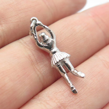 925 Sterling Silver Antique Art Deco Cheerleader Charm Pendant