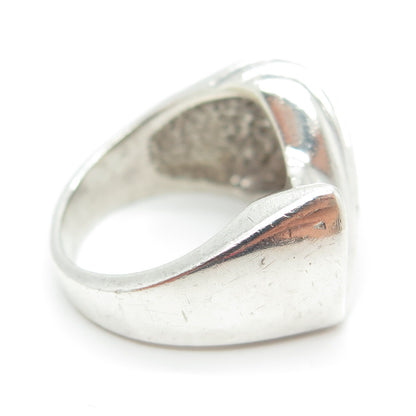 925 Sterling Silver Vintage Ribbed Modernist Ring Size 5.75