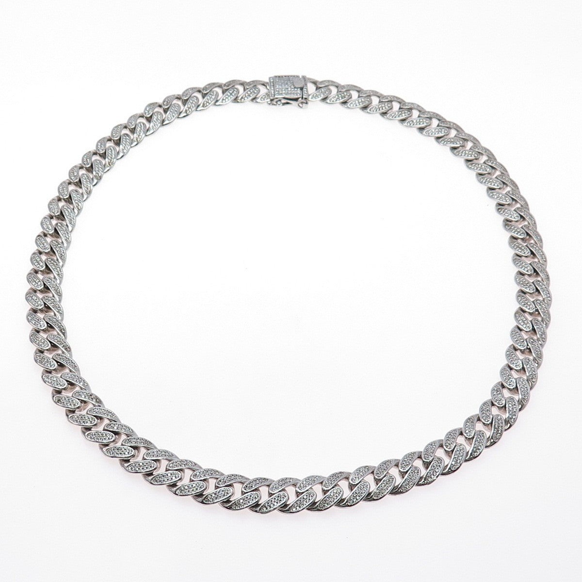 925 Sterling Silver REL Round-Cut C Z Heavy 155.8g Cuban Chain Necklace 22"