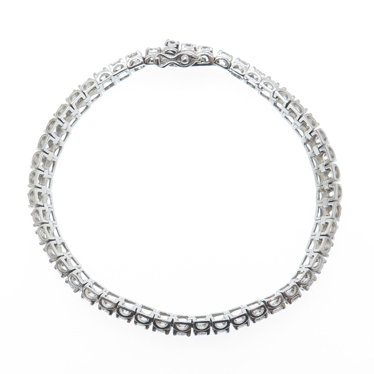 925 Sterling Silver Round-Cut Shaped C Z Tennis Link Bracelet 7.25"