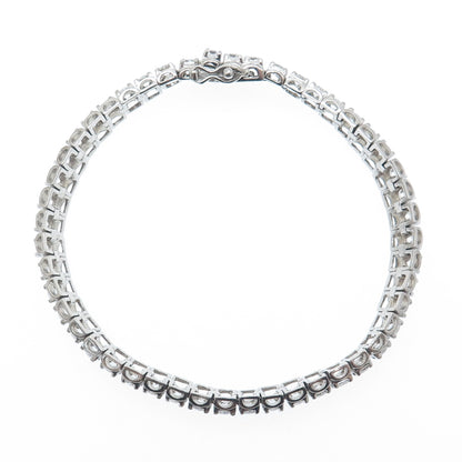 925 Sterling Silver Round-Cut Shaped C Z Tennis Link Bracelet 7.25"