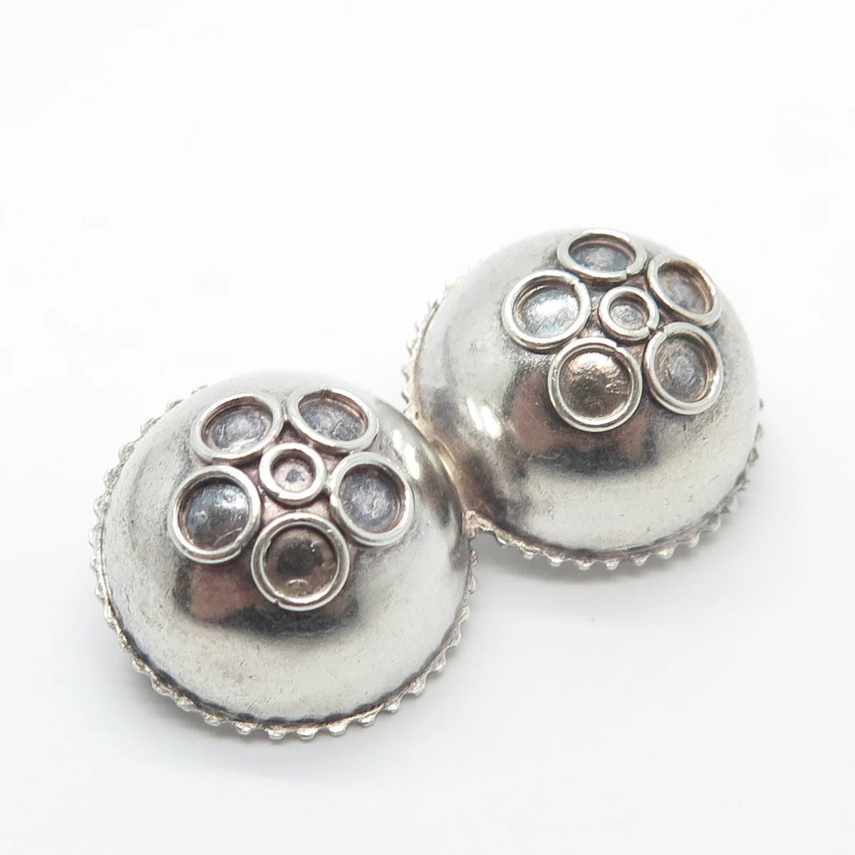 925 Sterling Silver Vintage Multi-Circle Button Pin Brooch