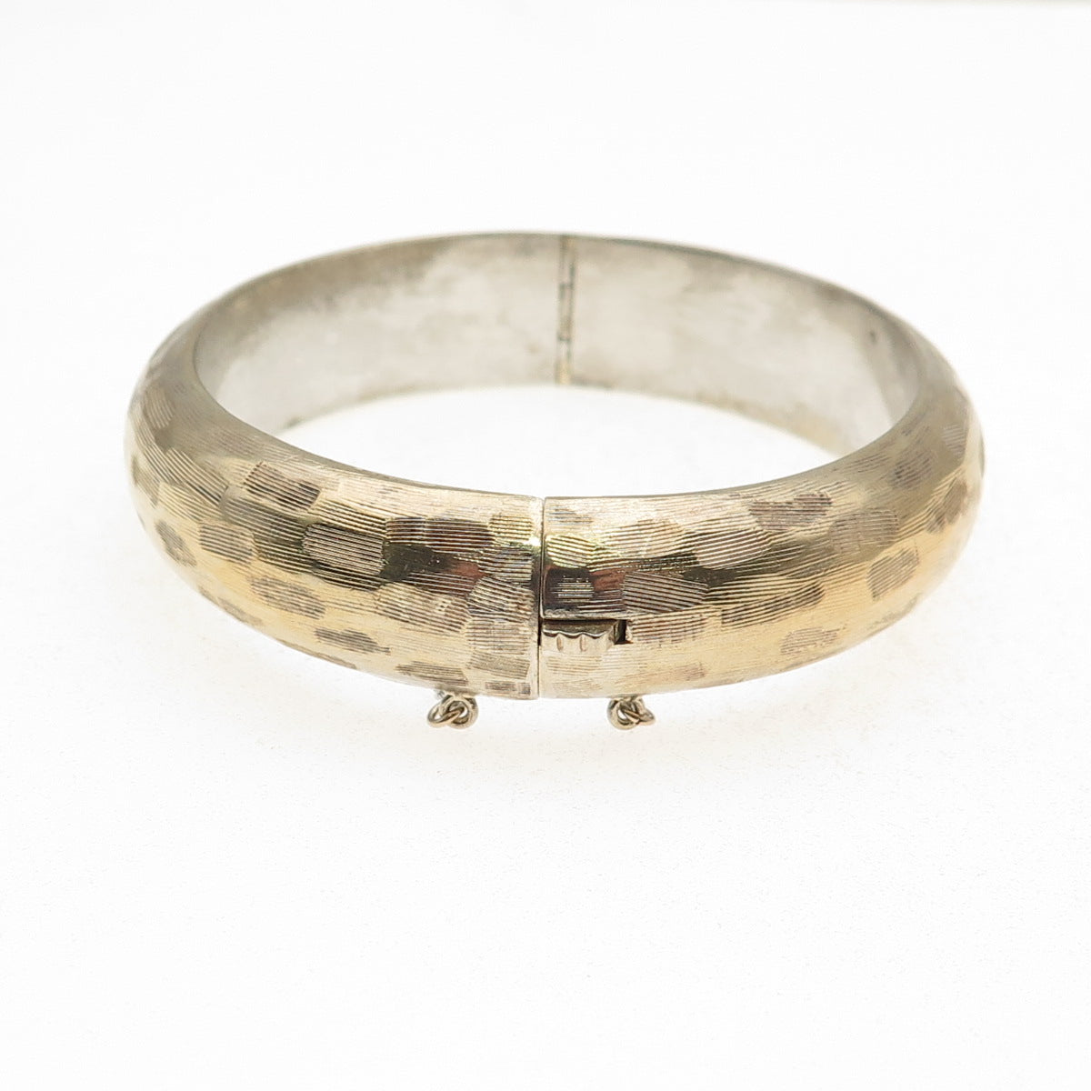 Hayward 925 Sterling Silver Gold Plated Vintage Brushed Bangle Bracelet 7.25"