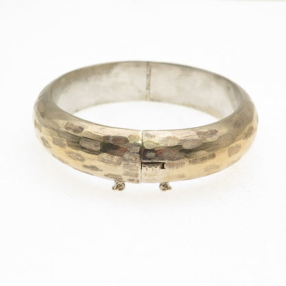 Hayward 925 Sterling Silver Gold Plated Vintage Brushed Bangle Bracelet 7.25"