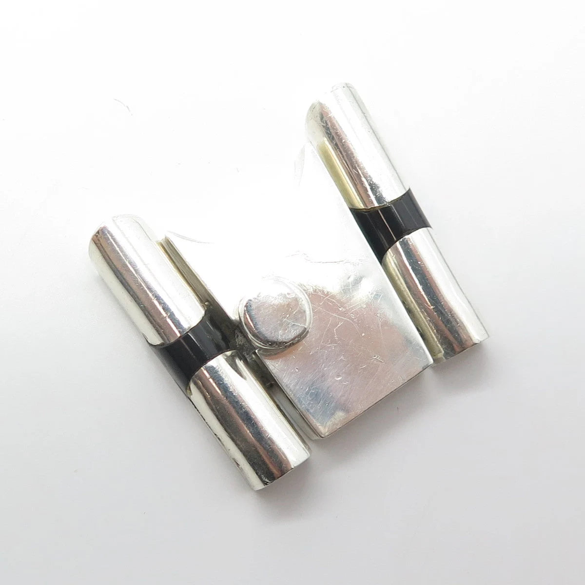 925 Sterling Silver Vintage Real Black Onyx Gem Lock Clasp For Necklace