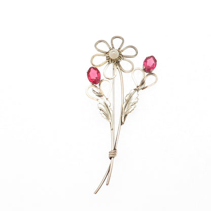 Providence St. Sterling 1/20 12K GF Antique Rhinestone Faux Pearl Floral Brooch