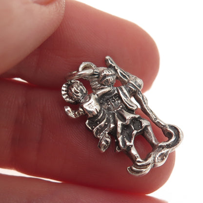 835 Silver Antique Art Deco Germany Saint Christopher Oxidized Charm Pendant