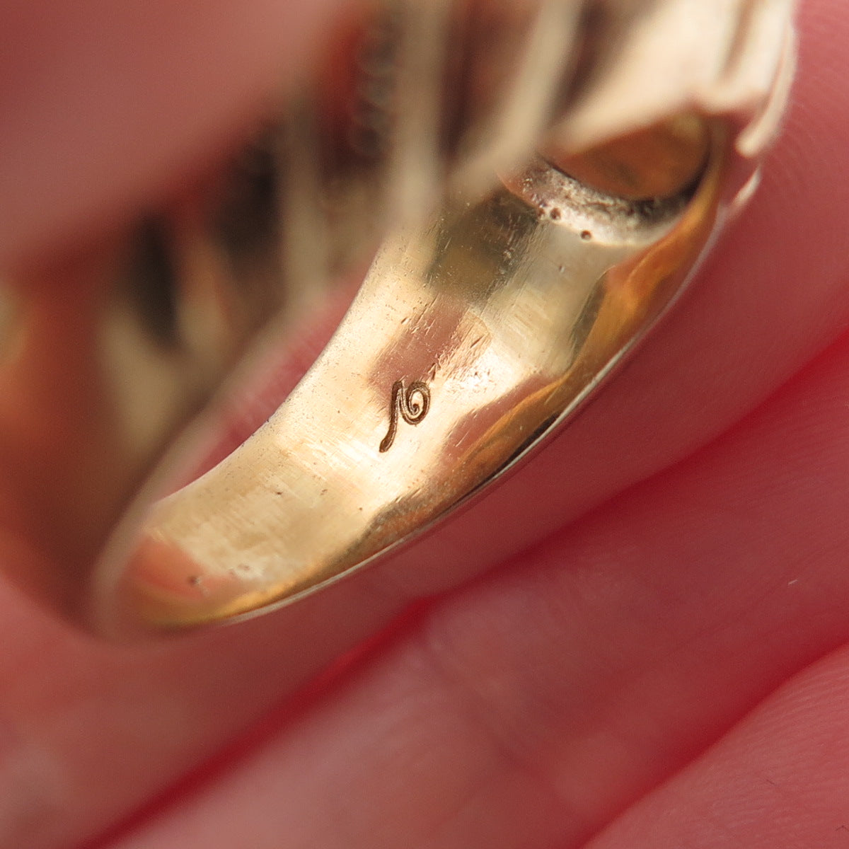 GioIelli Di Valenza 925 Sterling Gold Plated Vintage Italy Modernist Ring Size 8