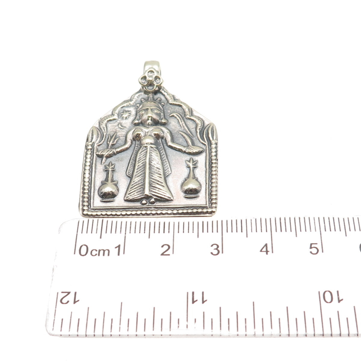 800 Silver Vintage Kali Hindu Goddess Oxidized Pendant