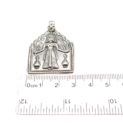 800 Silver Vintage Kali Hindu Goddess Oxidized Pendant