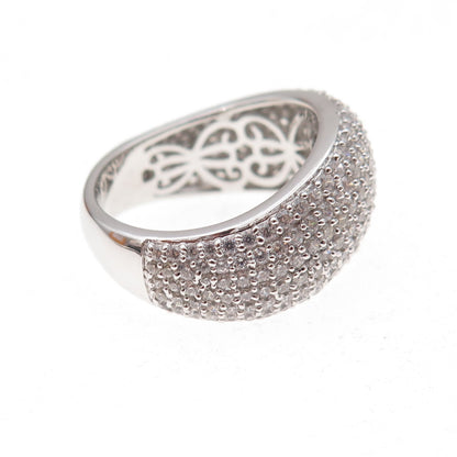 925 Sterling Silver Round-Cut C Z Wavy Ring Size 6.25