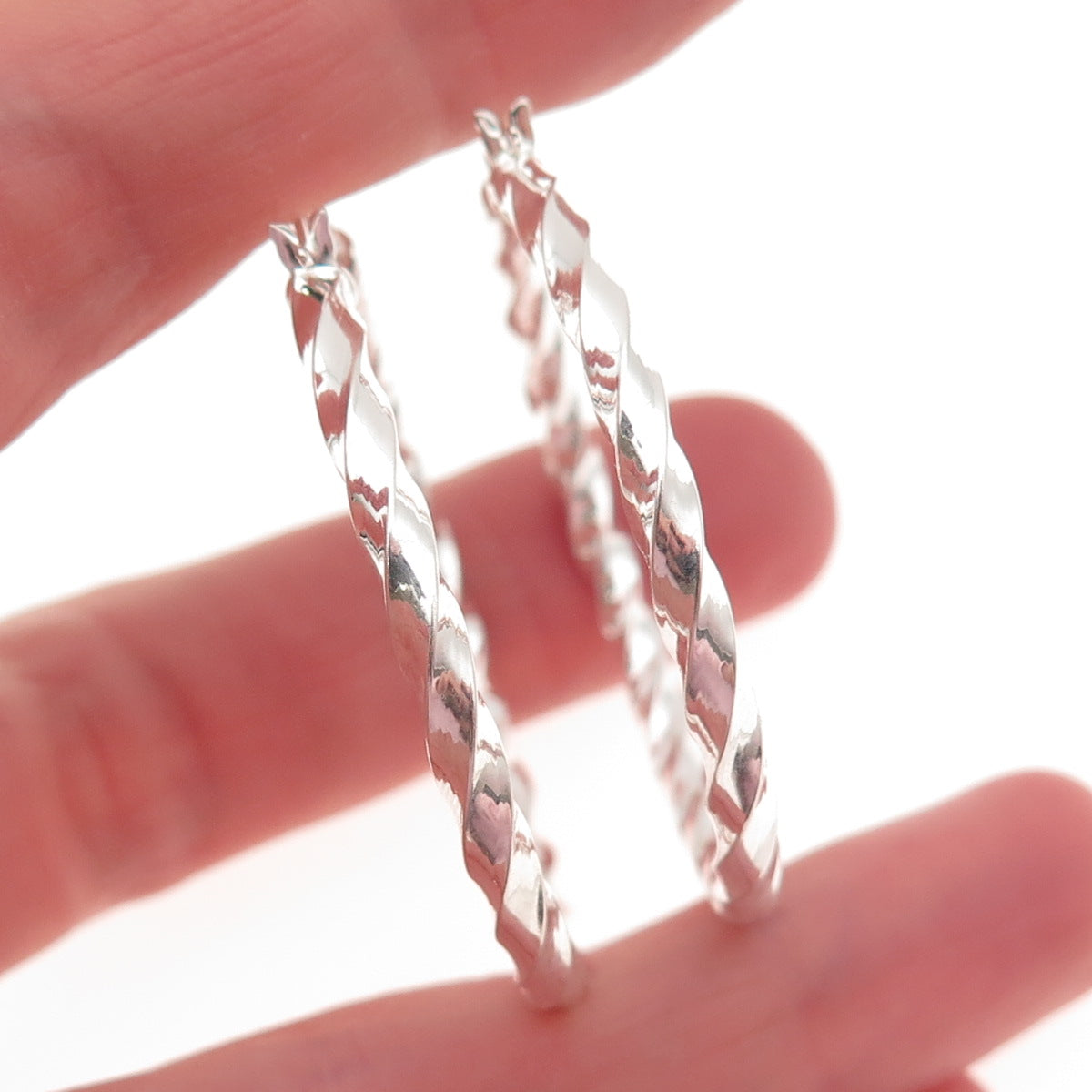 925 Sterling Silver Twisted Hoop Earrings