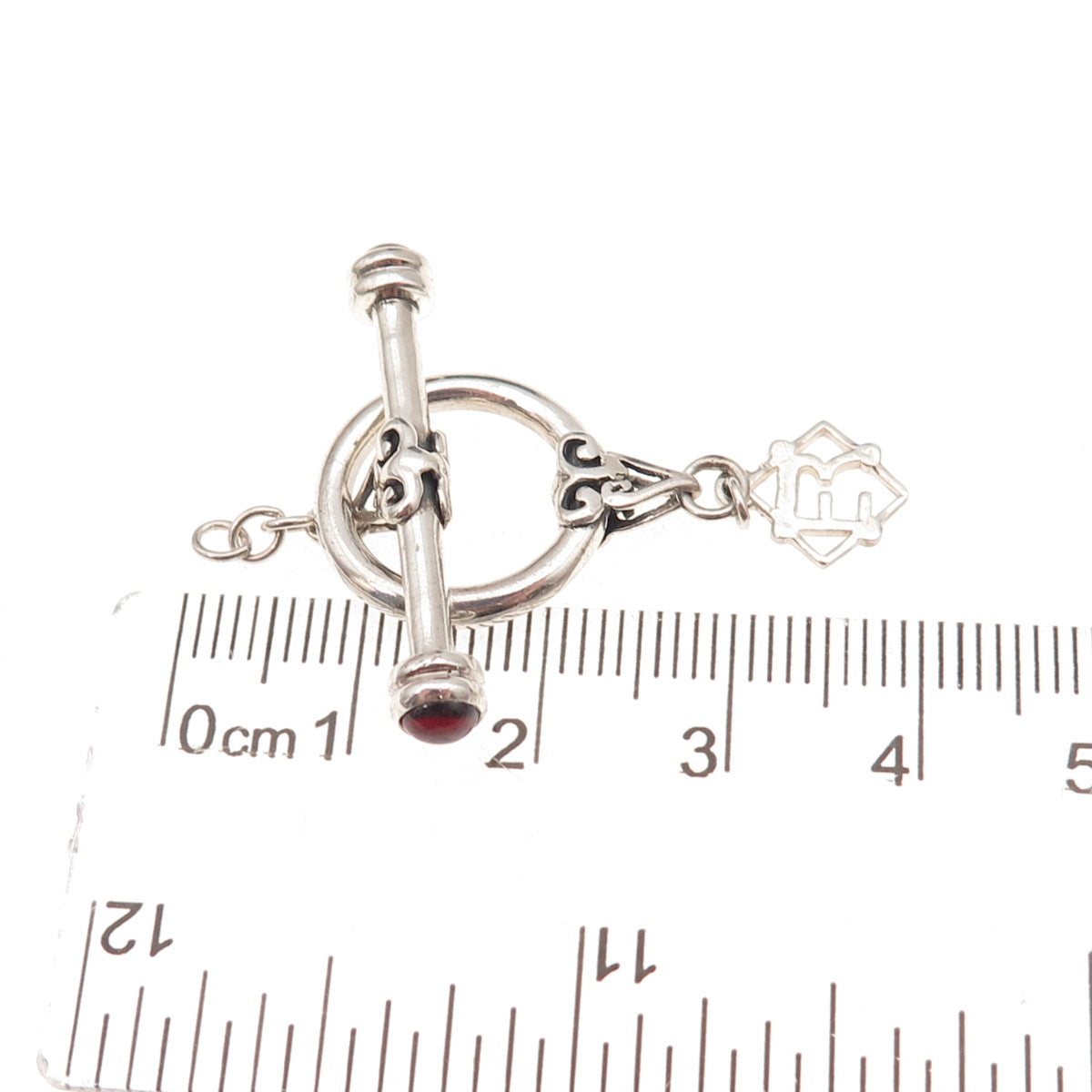 Elyse Ryan 925 Sterling Vintage Real Red Garnet Bracelet / Necklace Toggle Lock