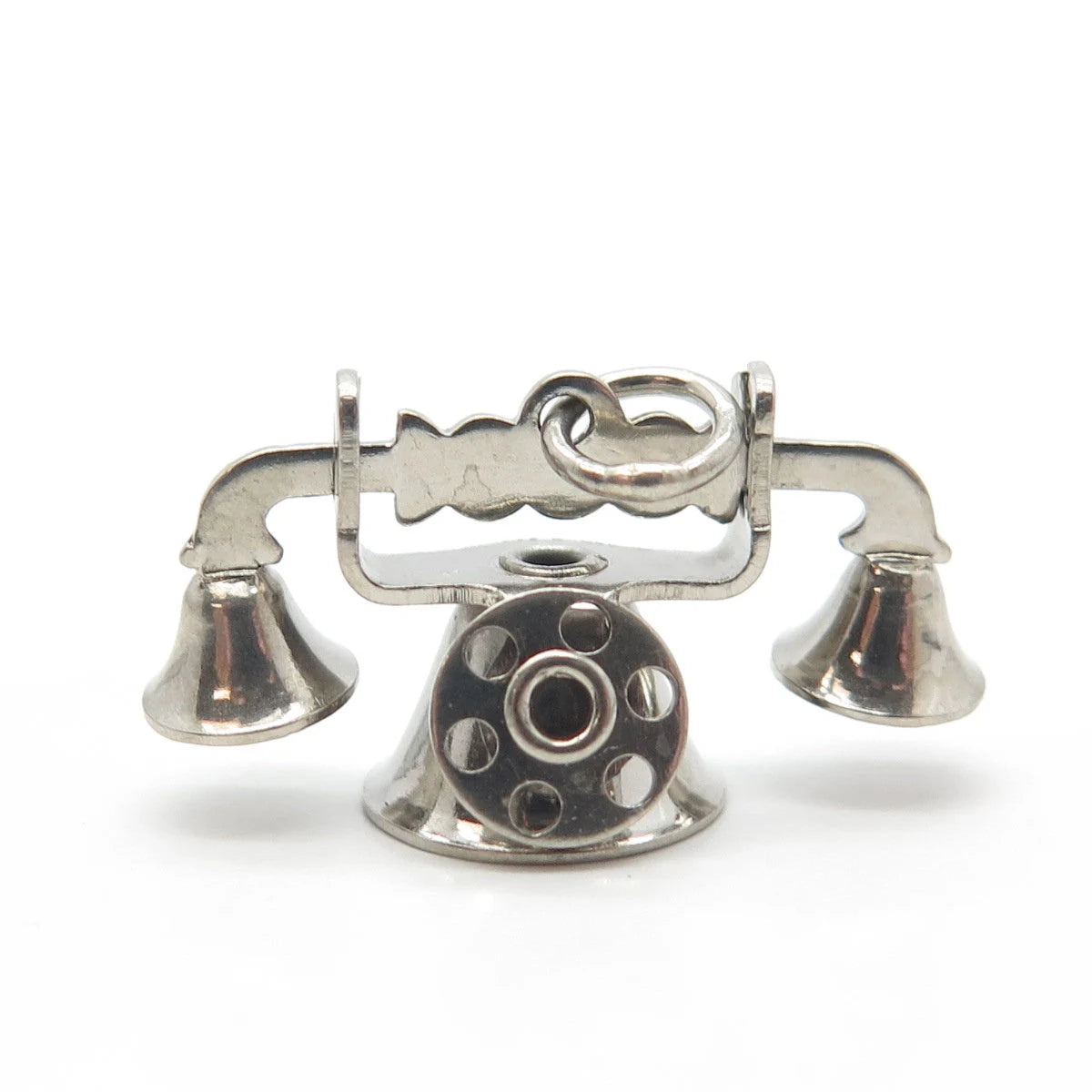 PAYE & BAKER 925 Sterling Silver 2-Tone Antique Art Deco Retro Telephone Pendant