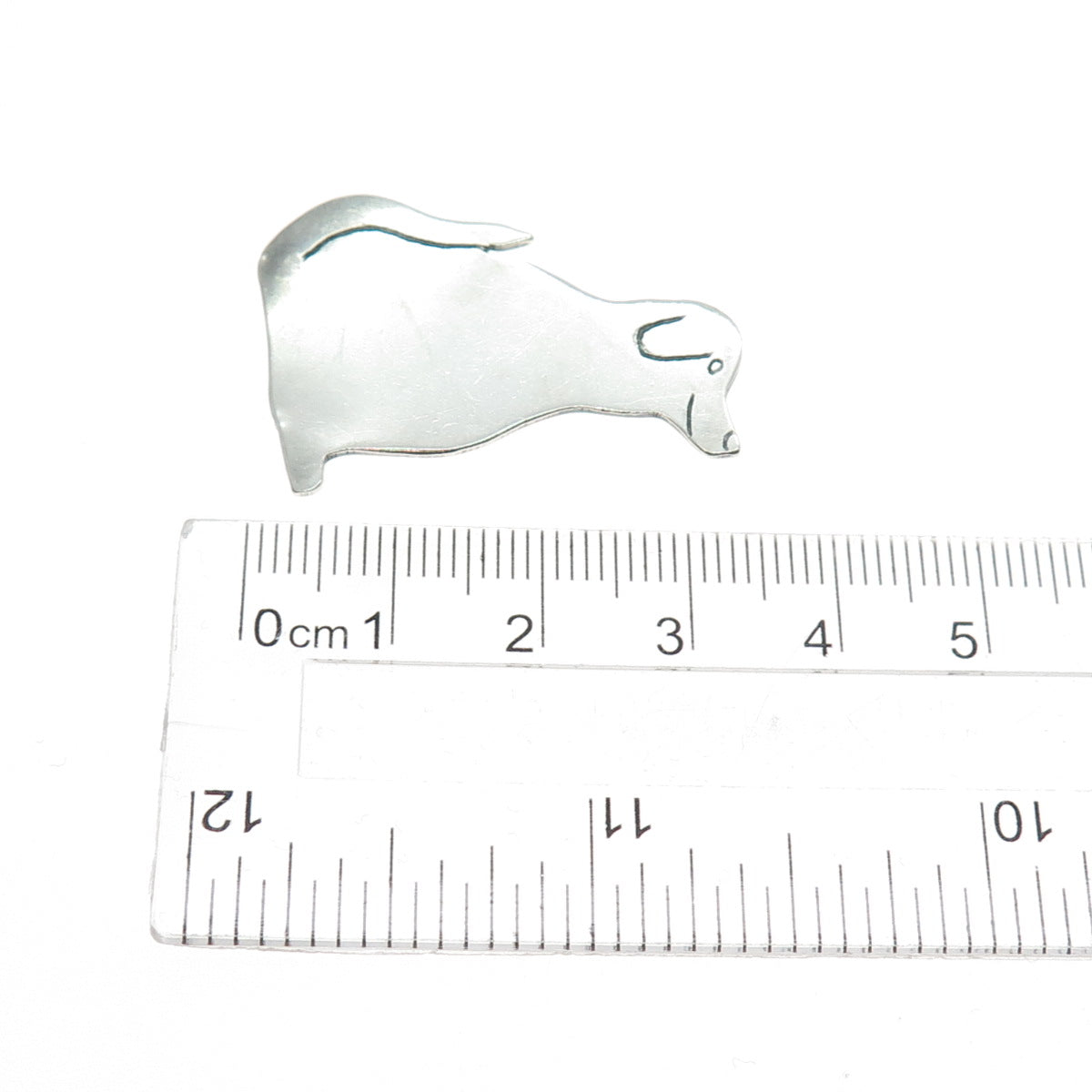 L+M ARIS 925 Sterling Silver Vintage Modernist Dog Slide Pendant