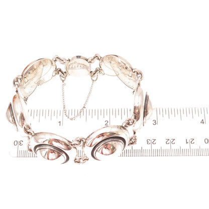 Niels Erik From 925S Sterling Silver Vintage Denmark Modernist Dome Bracelet 7"
