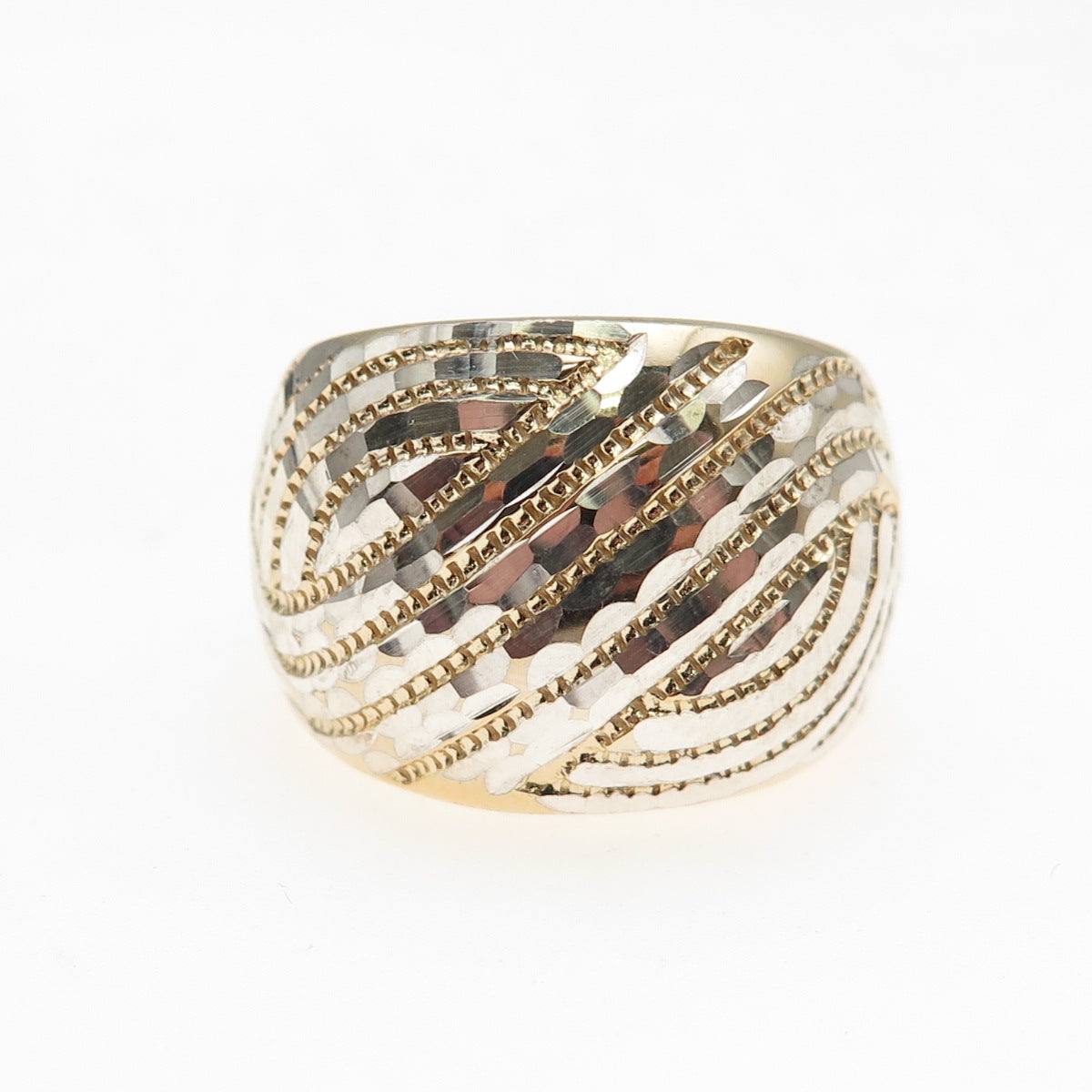 Chateau D’Argent 925 Sterling Silver 2-Tone Modernist Ring Size 6.25