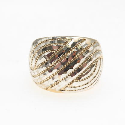 Chateau D’Argent 925 Sterling Silver 2-Tone Modernist Ring Size 6.25