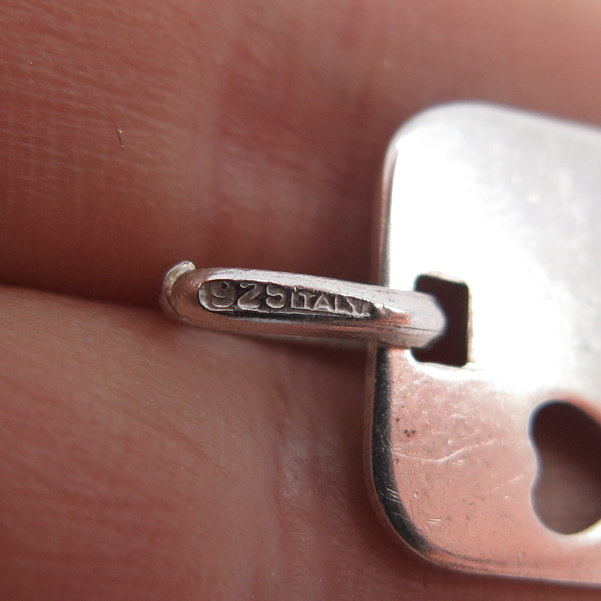 925 Sterling Silver Vintage Italy Con Amore Heart Tag Charm Pendant